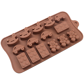 DIY Car & Bear & Rectangle & Rocking Horse Silicone Molds, Fondant Molds, for Chocolate, Candy, UV Resin & Epoxy Resin Craft Making