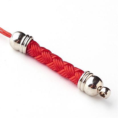 Nylon Cord Loops for Mobile Phone Straps, with Brass Finding, Platinum