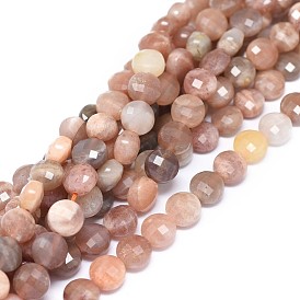 Sunstone naturelle perles brins, facette, plat rond