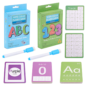 SUPERFINDINGS 2 Boxes 2 Styles Flashable English Numbers Flash Cards, with Pen, for Early Learning Childhood Toys