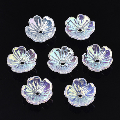 5-pétale galvanoplastie bouchons de perles acryliques, fleur