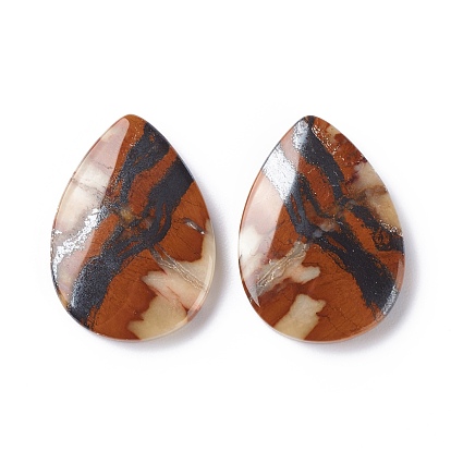Natural Gemstone Cabochons, Teardrop with Pattern