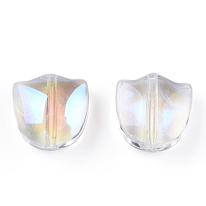 Electroplate cuentas de vidrio transparentes, color de ab chapado, flor del tulipán