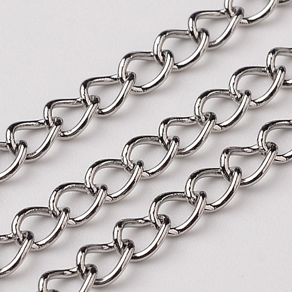 304 Stainless Steel Twisted Chains, Curb Chains, Soldered, 3x1.5mm