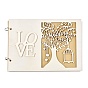 Libreta de madera de los libros de visitas de la boda, para la decoración de la boda, rectángulo con árbol hueco y jaula, la palabra amor