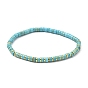 Natural Gemstone Stretch Beaded Bracelets, with Electroplated Non-magnetic Synthetic Hematite Beads, Flat Round