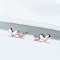 Heart 925 Sterling Silver Cubic Zirconia Stud Earrings for Women, with S925 Stamp
