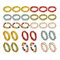 30Pcs 6 Colors Round Glass Seed Beaded Finger Rings, with Real 18K Gold Plated Copper Wire