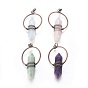 Gemstone Wire Wrapped Pointed Big Pendants, Double Terminated Pointed, with Brass Findings, Bullet