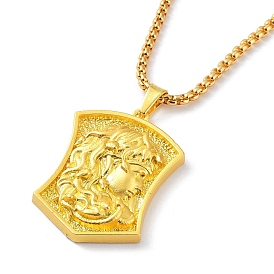 Alloy Pendant Necklace with Box Chains, Shield with Medusa Pattern