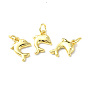 Rack Plating Brass Charms, Long-Lasting Plated, with Jump Ring, Cadmium Free & Lead Free, Dolphin Charm