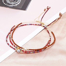 Bohemian Red Gemstone Bracelet Set for Women - Miyuki Beaded Jewelry Collection