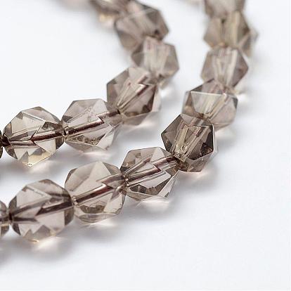 Synthetic Smoky Quartz Beads Strands, Faceted, Round