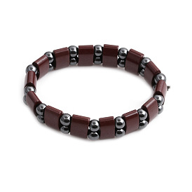 Bracelet de perles pour hommes demi-sphère d'hématite noire colorée