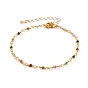 Faceted Round Natural Gemstone Beaded Bracelets, with Brass Lobster Claw Clasps, Golden