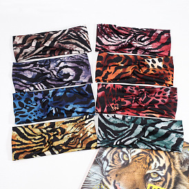 Fashionable Tiger Print Knot Headband for Washing Face, Makeup and Masking - Wide Hair Band