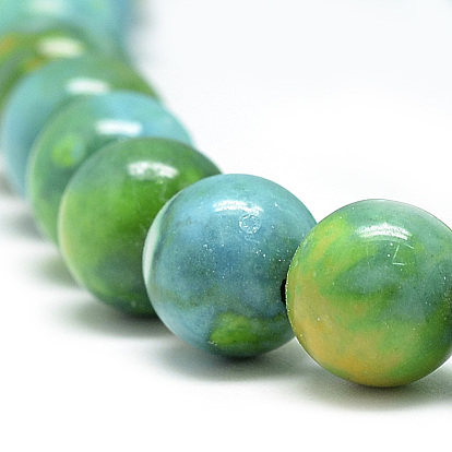 Océan synthétique perles de jade blanc brins, teint, ronde