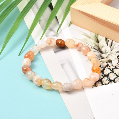 Bracelet extensible en perles d'agate naturelle