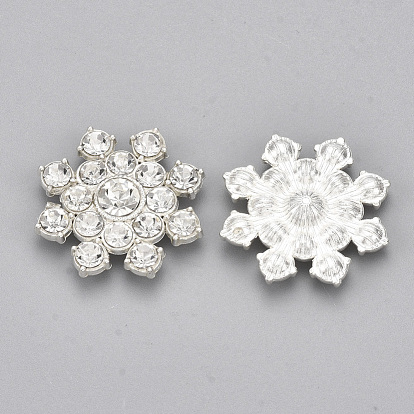 Alloy Acrylic Rhinestone Cabochons, Faceted, Flower