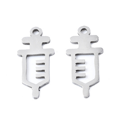Ion Plating(IP) 201 Stainless Steel Pendants, Laser Cut, Injection Syringe