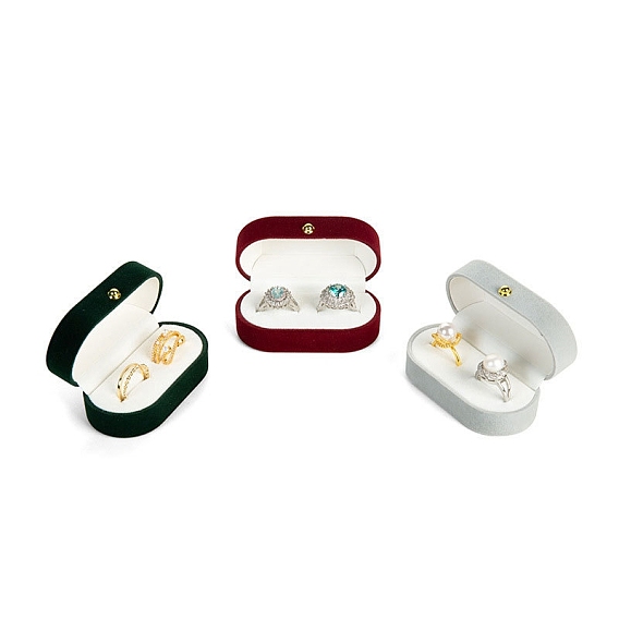 Velvet Ring Jewelry Boxes, Wedding Ring Storage Case, Oval