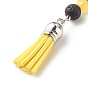Angel Alloy Pendant Keychain, with Natural Jade & Lava Rock Beads, Faux Suede Tassel, Alloy & Iron & 304 Stainless Steel Findings