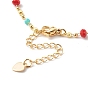 Chain Necklace, with Brass & Glass Beaded Chain, Brass Chain Extender