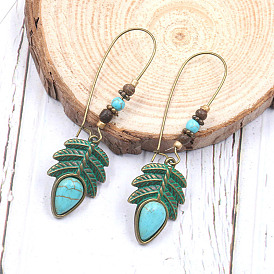 Turquoise Bead Ear Hooks - European and American Summer Women's Earrings