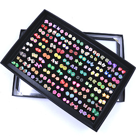 Adorable Cartoon Ear Studs - 100 Pairs of Mixed Fruit, Animal and Flower Shapes in Soft Clay