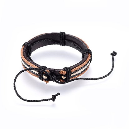  Bracelets de cordon en cuir, avec cordon ciré