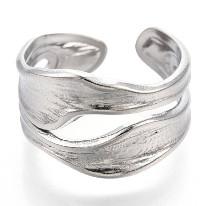 304 Stainless Steel Cuff Ring, Wide Band Rings, Open Ring for Women Girls