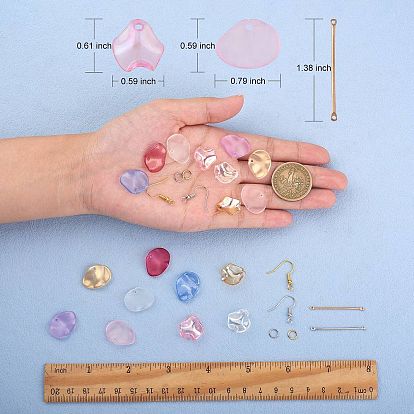 Kit de fabrication de boucles d'oreilles ovales torsadées diy, y compris les pendentifs en verre et en alliage, fer & 304 crochets d'oreilles en acier inoxydable, conclusions de boucle d'oreille en laiton