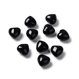 Natural Black Obsidian Beads, Heart