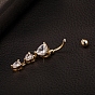 Anillo de ombligo de zirconia cúbica de latón chapado en oro real 18 k anillo de ombligo anillos de vientre, con 304 barra de acero inoxidable, 44x9 mm