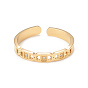 Anillo ovalado de diamantes de imitación de cristal con anillo cuadrado abierto, chapado de iones (ip) 304 joyas de acero inoxidable para mujer