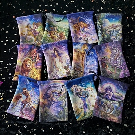 Pochettes d'emballage en velours imprimées sur le thème de la constellation, sacs à cordonnet, pour les cadeaux, sacs-cadeaux de faveur du parti, rectangle