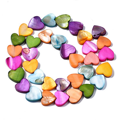 Natural Freshwater Shell Beads Strands, Dyed, Heart