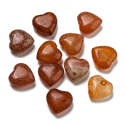 Natural Red Agate Beads, Half Drilled, Heart