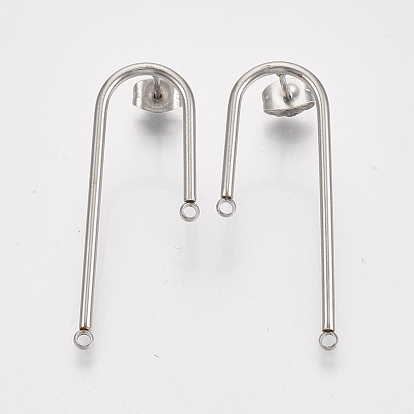 304 Stainless Steel Stud Earring Findings, with Ear Nuts/Earring Backs