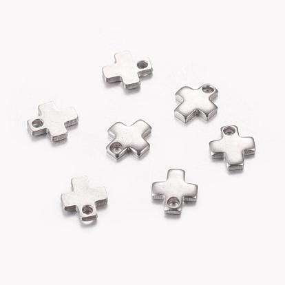 201 Stainless Steel Stamping Blank Tag Tiny Cross Charms, 6x5x0.9mm, Hole: 1mm