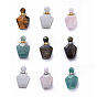 Pendentifs de bouteille de parfum ouvrants de pierres précieuses naturelles à facettes, bouteilles d'huile essentielle, avec 304 accessoires en acier inoxydable