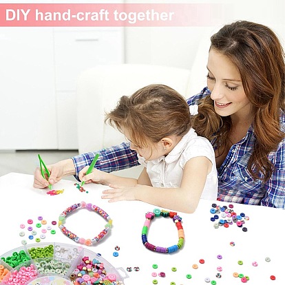 DIY Preppy Bracelet Making Kit, Including Polymer Clay Disc & Acrylic & CCB Plastic Beads, Fruit Theme & Star & Heart