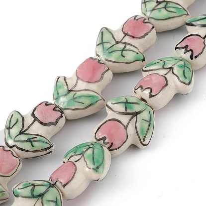Handmade Porcelain Beads Strands, Tulip Flower