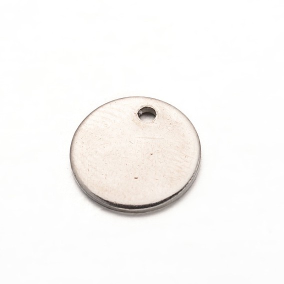 304 Stainless Steel Charms, Blank Stamping Tag, Flat Round, 10x1mm, Hole: 1mm