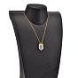 Brass Natural Crystal Pendant Necklaces, with Brass Chains and Spring Ring Clasps, 17.7 inch 