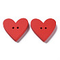 2-Hole Spray Painted Wood Buttons, Heart