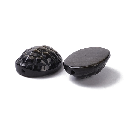 Natural Golden Sheen Obsidian Beads, Oval with Turtle Shell Shape