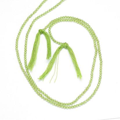 Natural Peridot Bead Strands, Faceted, Round