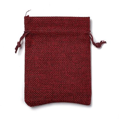 6 pcs 6 styles sacs de jute rectangulaires sur le thème de noël, avec cordon en nylon, poches à cordon, pour emballage cadeau
