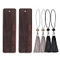 OLYCRAFT Natural Wood Bookmarks Engraved Sunflower Wooden Bookmark with Random Color Polyester Tassel for Valentine's Day